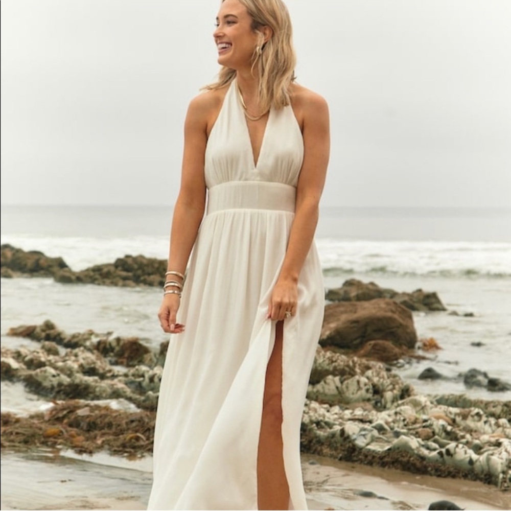 Elegant White Halter Dress